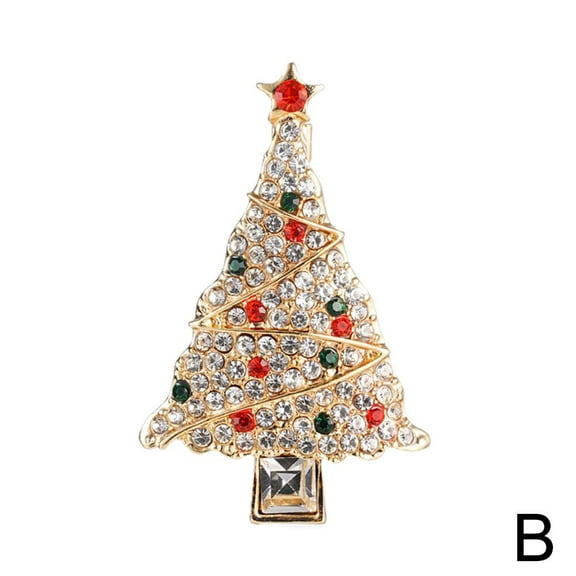 Vintage Colored Christmas Tree Brooch Lapel Pins Sparkling Rhinestone Cute Enamel Pin Elegant Clothing Hat Bag Accessories Christmas Jewelry for Women