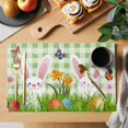 thumbnail image 2 of Easter Bunny Placemats Set of 4, Spring Easter Eggs Floral Sage Green Plaid Placemats for Dining Table, Place Mats for Kitchen Tabletop, Waterproof Wipeable Dining Table Mats Set, 2 of 9