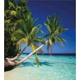 thumbnail image 3 of Tropical Duvet Cover Set, Exotic Maldives Beach with Palms Paradise Coast Vacation Scenery, Decorative 2 Piece Bedding Set with 1 Pillow Shams, Twin Size, Fern Green Turquoise, by Ambesonne, 3 of 3