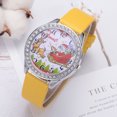 thumbnail image 2 of Regalo de reloj de cuarzo con correa de PU con pantalla analógica informal con patrón navideño lindo unisex (amarillo), 2 of 2
