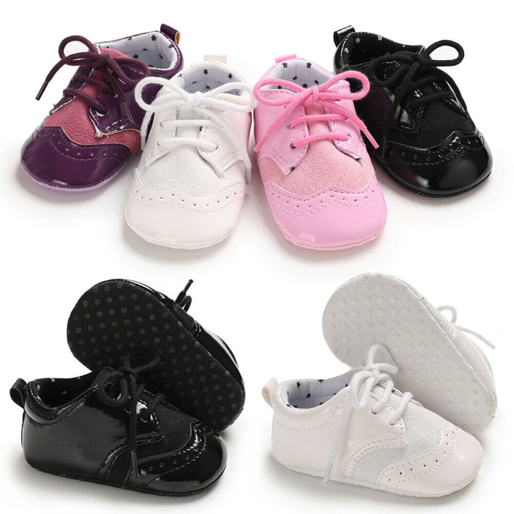 Newborn Girl Boys Soft Sole Crib Shoes Toddler Sneakers Leather Shoes 0-18M NEW 