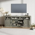 thumbnail image 3 of GloryStar TV Stand for 75 Inch TV, Mid Century Modern Entertainment Console with Sliding Barn Doors and Open Storage, 3 of 7