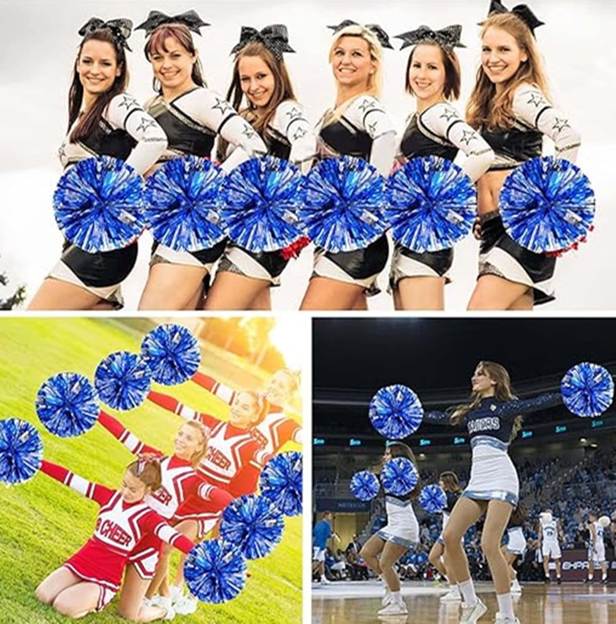 EONQY Plastic Cheerleading Poms, 18Pcs Super Cute Cheerleading pom poms Cheer Dance Pom Pom with Plastic Handle for Game, Sports, Aerobics