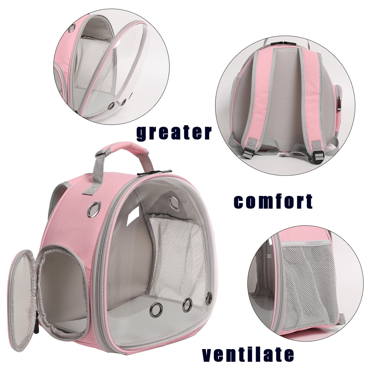 Halinfer Portable Bird Carrier , Bird Travel Backpack with Stainless Steel Tray and Standing Perch (Pink)