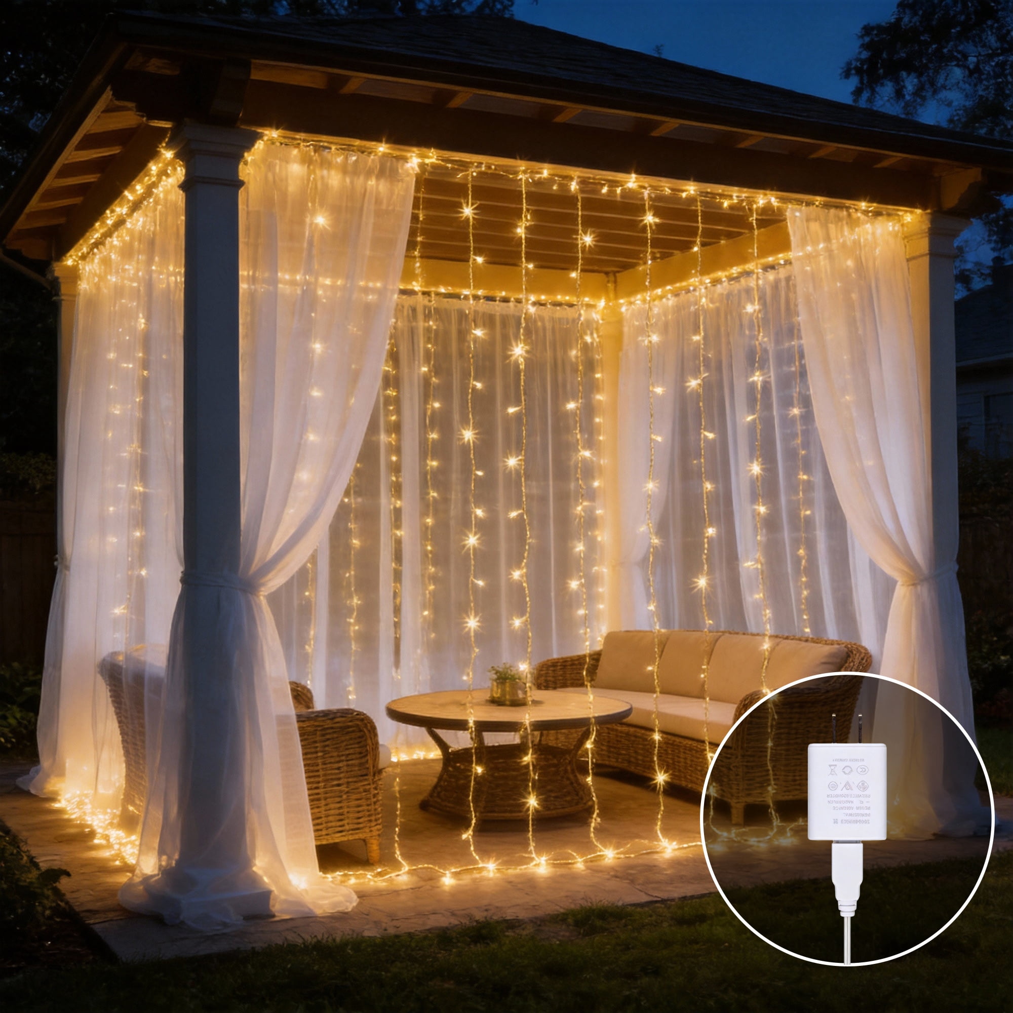 Beatineon 600 LED Curtain Lights, 9.8x9.8Ft, Plug in Window Curtain Lights, Hanging Christmas String Lights for Bedroom Garden Wedding Party Outdoor Indoor Wall Decorations,Warm White