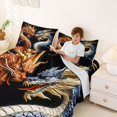 thumbnail image 3 of Homewish Traditional Eastern Dragon Queen Sheets,Wild Animal Queen Sheet Sets,Orange Blue,4pcs,1 Flat Sheet, 1 Fitted Sheet and 2 Pillowcases, 3 of 6