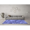 thumbnail image 3 of Ahgly Company Machine Washable Indoor Square Abstract Blue Modern Area Rugs, 3' Square, 3 of 4