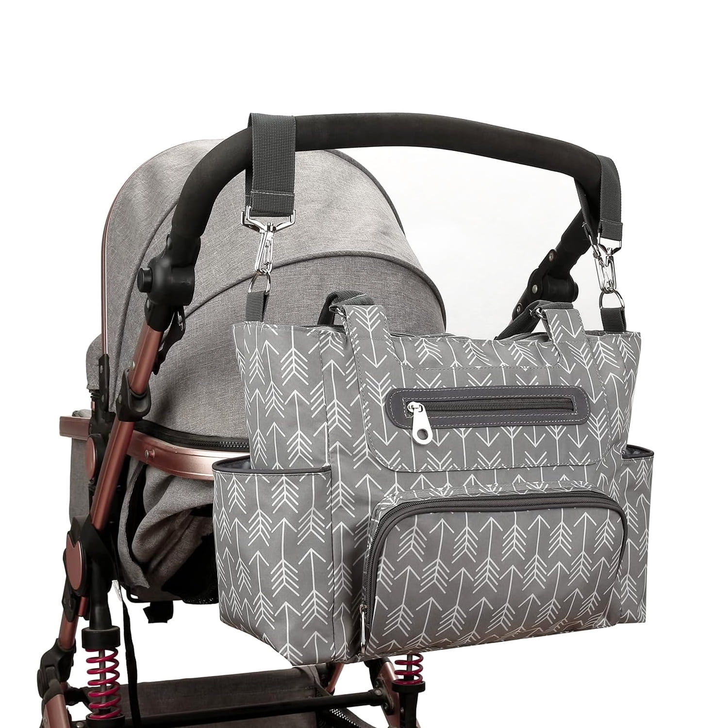iMounTEK 8PCS Diaper Bag Tote Set, Baby Bags for Mom, Dark Grey