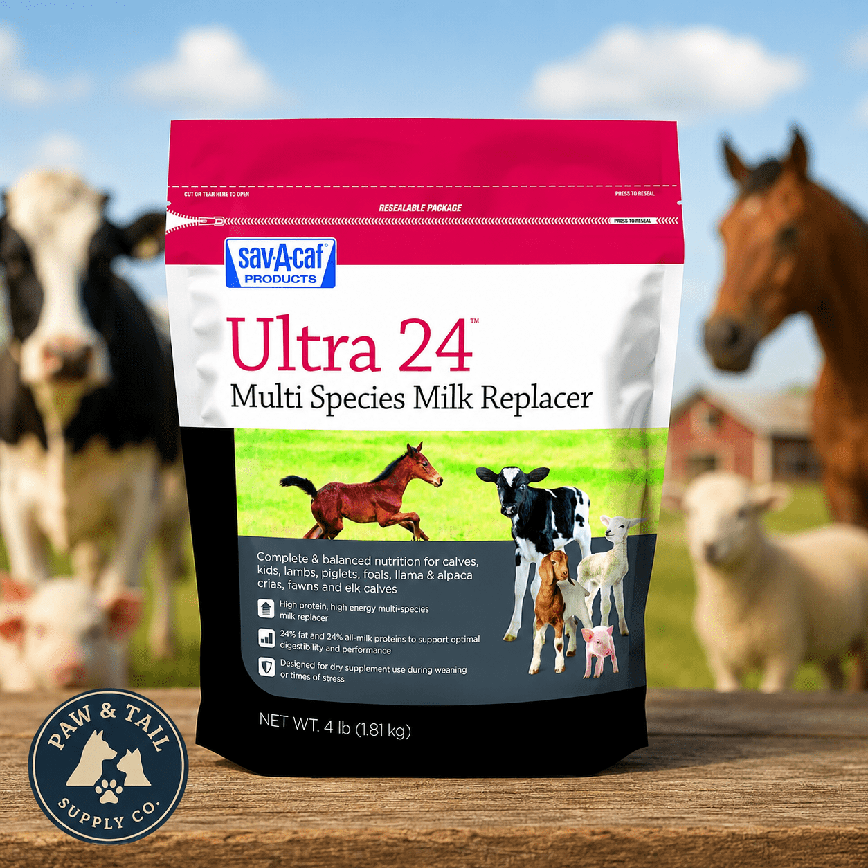 Sav-A-Caf Ultra 24 Multi-Species Milk Replacer High Protein Formula 4lbs.