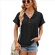 thumbnail image 1 of Blusa con Capucha y Botones de Color Liso para Mujer, Blusa Informal de Verano con Cordón Ajustable. Negro L, 1 of 9