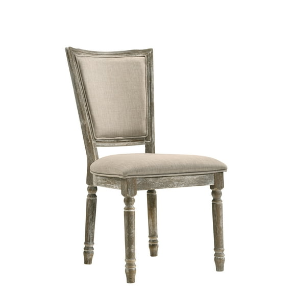 Miekor Furniture Gabrian Two-tone Beige Fabric & Reclaimed Gray Finish Side Chair (Set of 2) 4653