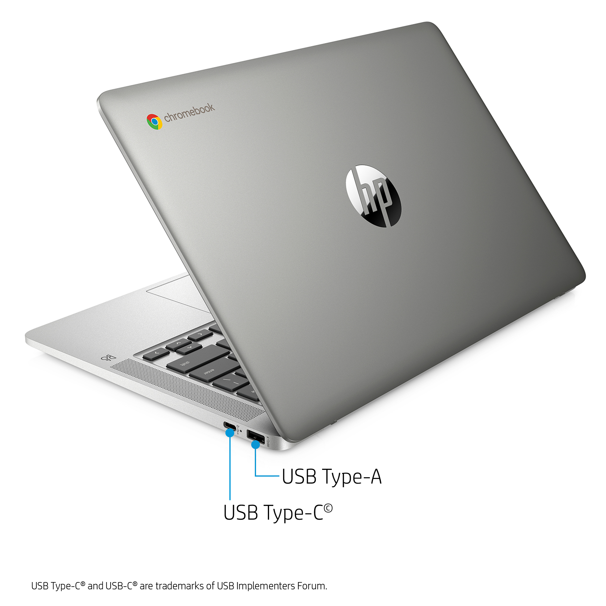 HP Chromebook 14" FHD Laptop, Intel Pentium Silver N5000, 4GB RAM, 64GB HD, Chrome OS, Silver, 14a-na0031wm - image 6 of 11