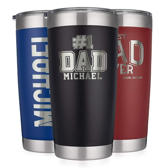 UNITED CRAFT SUPPLIES Personalized Tumblers 20 oz. Black with Lid - 12 Design | Coffee Mug for Men | Double Wall Vacuum Insulated Coffee Travel Mug, Personalized Cups with Name