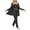 Black, variant on 3PC Women's Home Nightwear Pajamas Set - Long Sleeve Strap Sleeping Skirt Pajama and Long Pants, 3-Piece Set