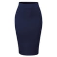 thumbnail image 1 of MixMatchy Women's Waist Band Midi Stretchy Ponte Basic Knee Pencil Skirt, 1 of 4