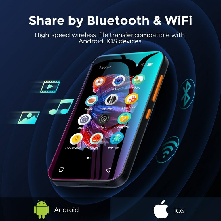 4 inch Full Touch Screen Bluetooth 5.0 WiFi Android MP3 Music MP4 Video  Player