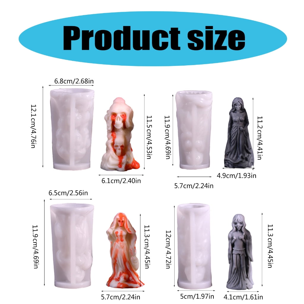 ZPAQI 4Pcs Scary Bride Silicone Candle Molds for Making Candle