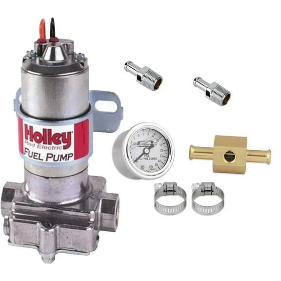 Holley 12-801-1 Red Electric Fuel Pump w/Fuel Press Gauge, 97 GPH
