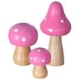 thumbnail image 2 of Tanuke Wooden Mushroom Decor Exquisite Craft Home Office Desktop Ornament for Art Lovers, 3Pcs for Bedroom Study Room Coffee Shop (Pink), 2 of 9