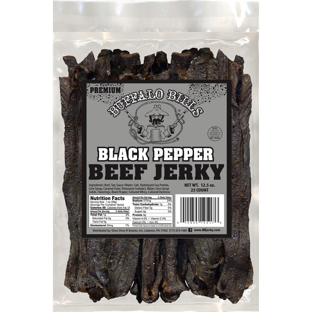 Buffalo Bills Black Pepper Beef Jerky 1 Bag Starter Kit (1 bag and 1 jar)