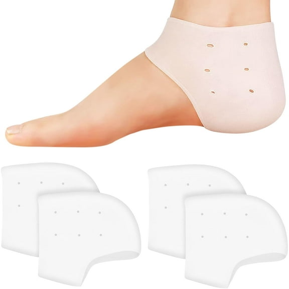 2 Pairs Silicone Heel Protectors, Soft Gel Heel Protectors For Blister Prevention, Heel Cups For Plantar Fasciitis Heel Pain Relief, Heel Sleeves Ankle Protectors Suitable For Men And Women