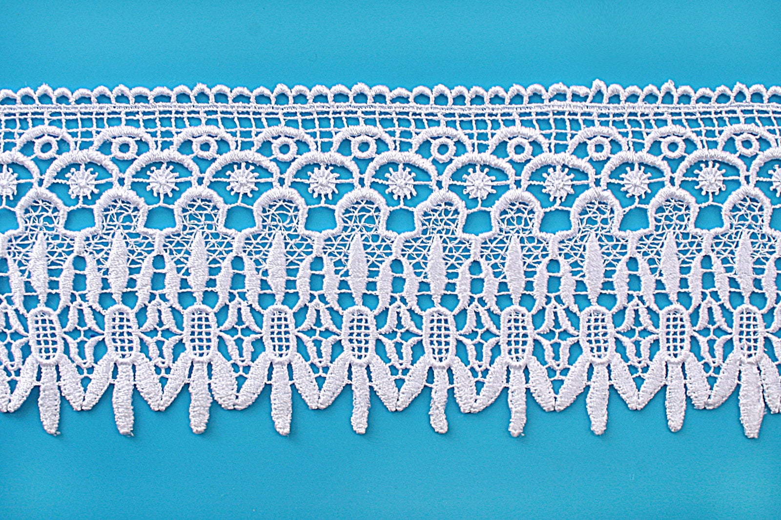4.75" White Ivory Red Gold Lilac Gray Floral Scalloped Venice Lace Guipure Trim