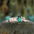 thumbnail image 3 of Marquise Cut Emerald Engagement Ring IN 14K Rose Gold Vermeil- Art Deco Cluster Ring- May Birthstone, 3 of 7
