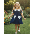 thumbnail image 3 of BemeyourBBs Kids Toddler Baby Girls Valentines Day Outfit Red Heart Spring Dress Short Sleeve Doll Collar Heart Print Princess Dress, 3 of 9