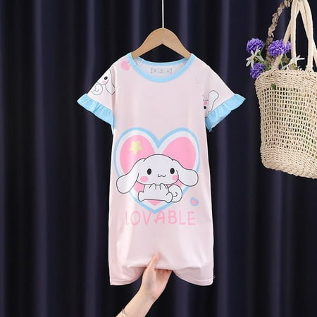 

Cute Sanrio Children Nightdress Kawaii Anime MyMelody Kuromi Cinnamonroll Cartoon Pajamas Summer Dress Home Clothe Gift 2023 New