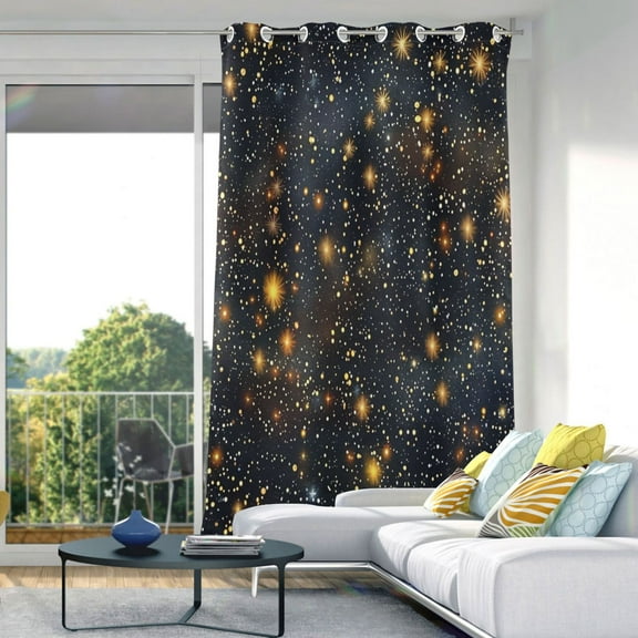 Glitter Shiny Galaxy Blackout Curtains 84"x52" Thermal Insulated Curtain 1 Panel