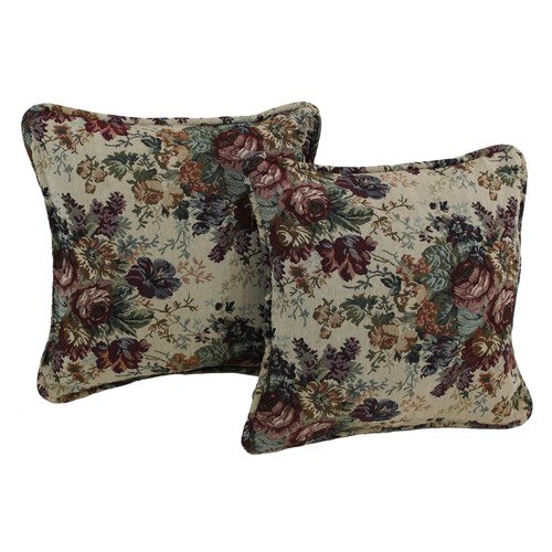 Blazing Needles Floral Tapestry Throw Pillow (Set of 2)