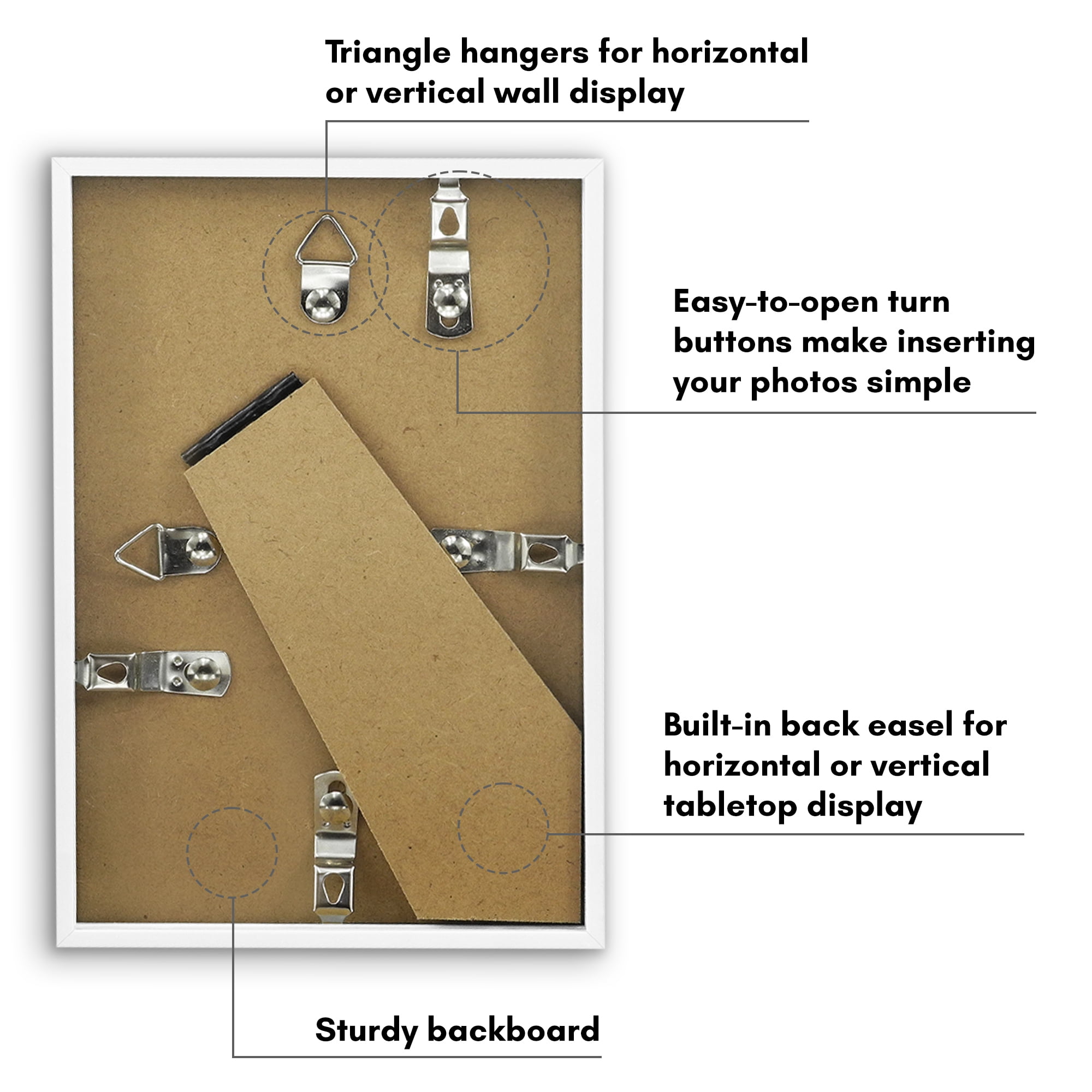 Americanflat 4x6 Picture Frame with Shatter-Resistant Glass Streamline Collection Thin Border Photo - White