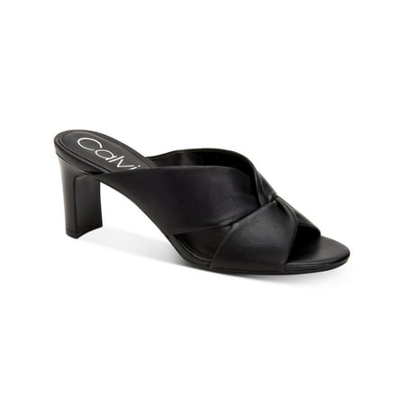 UPC 194060410586 product image for CALVIN KLEIN Womens Black Breathable Ruffled Padded Omarion Round Toe Block Heel | upcitemdb.com