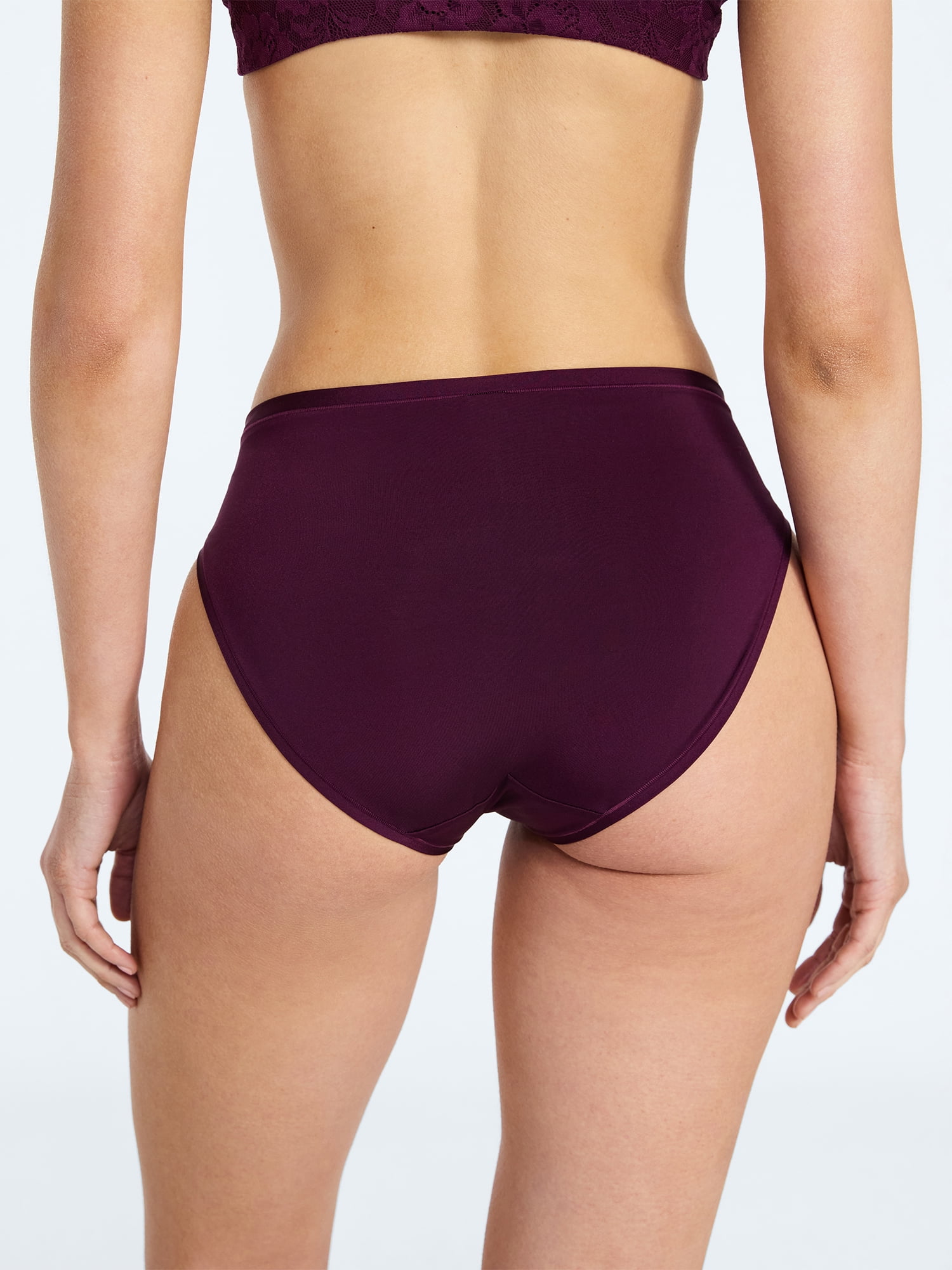 Joyspun Women's Shine Micro Hi-Cut Bikini Panties, 3-Pack, Sizes XS-XXXL