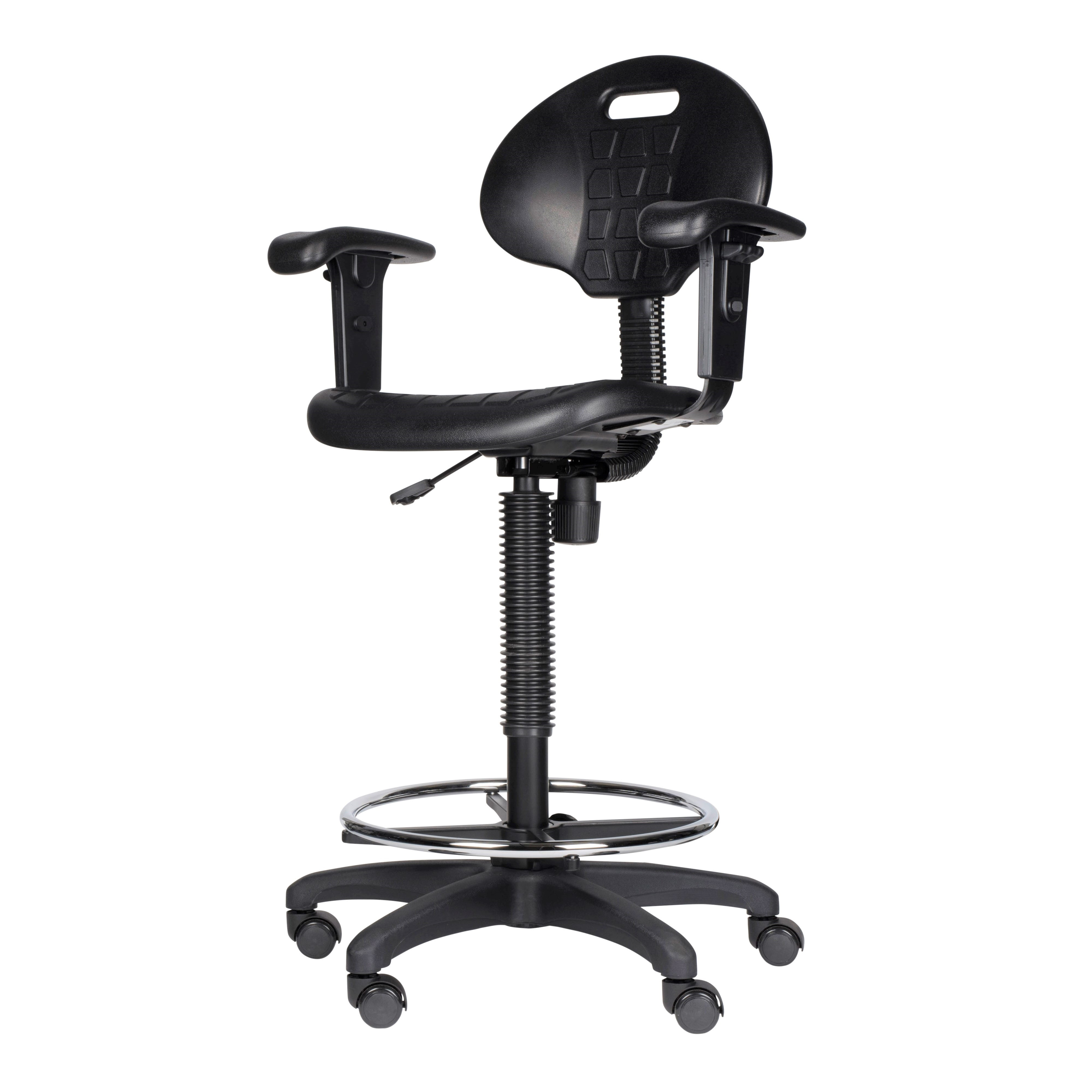 Hampden Furnishings Romulus Collection 22-32" Rolling Task Chair with Armrest, Black