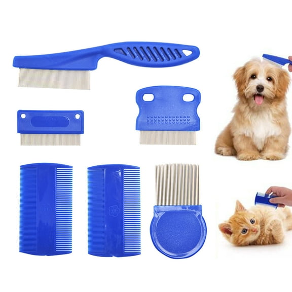 Dog Cat Flea Comb Pet Steel Needle Comb Flea Lice Removal Blue Floating Hair Cat Pet Function Comb 6 Piece Set Accessories Dog Groomer Dog Owners Accessories Dog Place Accessories Accessories