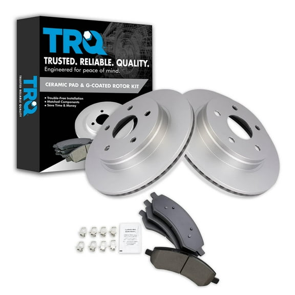 TRQ Front Brake Pad & Rotor Kit Brake Pads Brake Rotor Ceramic Premium G-Coated Fits Select 2007-2009 Chrysler Aspen Dodge Durango 2006-2010 Ram 1500 2011-2018 Ram 1500