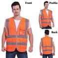 thumbnail image 2 of TOPTIE High Visibility Safety Vest with 9 Pockets, Zipper, Reflective Strips, ANSI ISEA Standards-Black-XL, 2 of 7