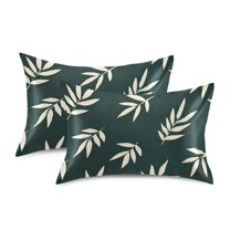 Yayeee Pillowcase Standard Size Set of 2 Satin Wrinkle Resistant Pillow Case, Beige Leaves
