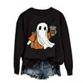 thumbnail image 5 of CLOISE Halloween Sweatshirts for Women Funny Ghost Graphic Pullover Sweatshirts Fall Long Sleeve Crewneck Hoodies Shirts Casual Blouses Holiday Party Outfits Black XL Treat, 5 of 5