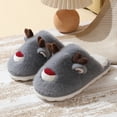 thumbnail image 3 of Zapatillas de algodón para mujer, alce navideño, pantuflas peludas de otoño e invierno, para interior del hogar, antideslizantes, cálidas zapatillas de algodón para niños, 3 of 5