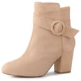 thumbnail image 1 of Unique Bargains Women's Round Toe Chunky Heel Zip Heeled Boots Ankle Booties, 1 of 6
