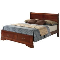 Passion Furniture Louis Philippe Cherry Full Storage Sleigh Bed with 2 Drawers