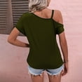 thumbnail image 5 of RQYYD One Shoulder Tops for Womens Asymmetrical Metal Strap Batwing Short Sleeve T Shirts Summer Casual Pleated Tunic Blouse(Green,XXL), 5 of 7