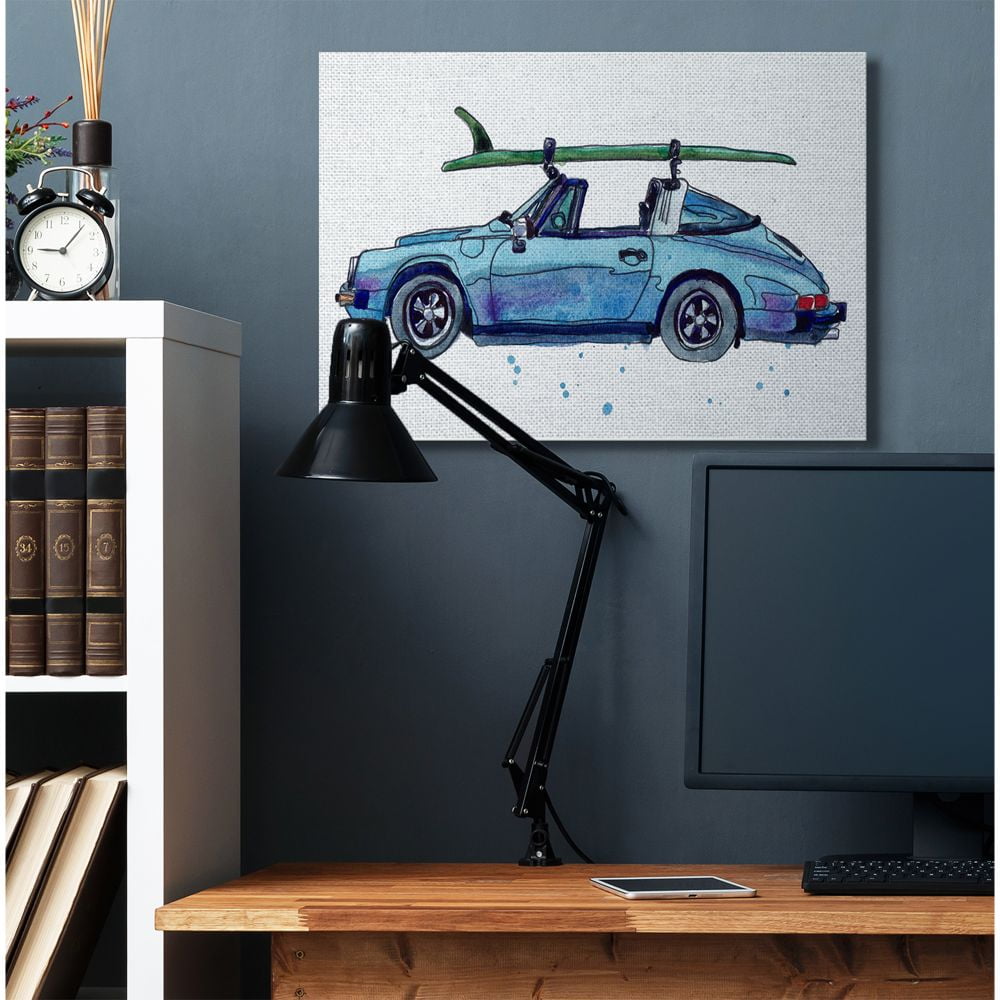 Stupell Industries Vintage Blue Car Retro Beach Surf Style Canvas Wall Art Design by Paul McCreery, 30" x 40"