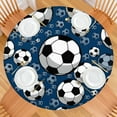 thumbnail image 2 of Blue Soccer Balls Pattern Round Fitted Tablecloth with Elastic Edge,Dining Table Cover Waterproof,Outdoor Round Tablecloth for Camping,Dining,Indoor and Outdoor, 2 of 7