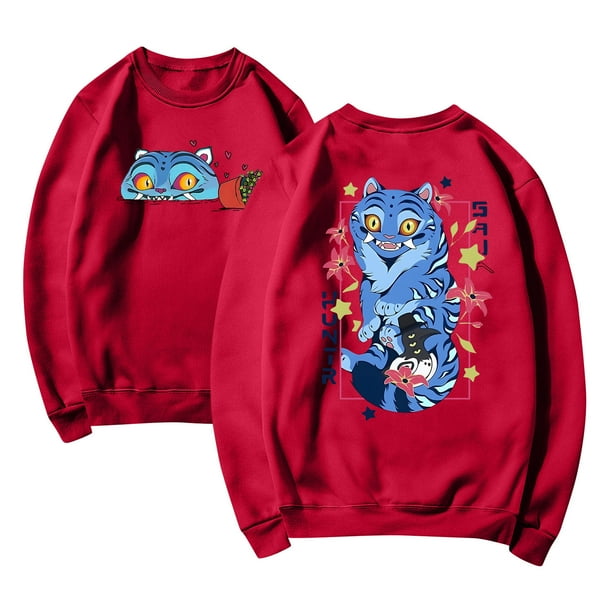 Pop cazadora para niña Hunters Printed Anime Print Long-Sleeved Sweatshirt (Red)