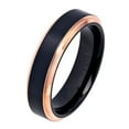 thumbnail image 2 of 6MM Comfort Fit Titanium Wedding Band Black Brushed Rose Tone Step Edge Titanium Ring (Size 5 to 12), 2 of 2