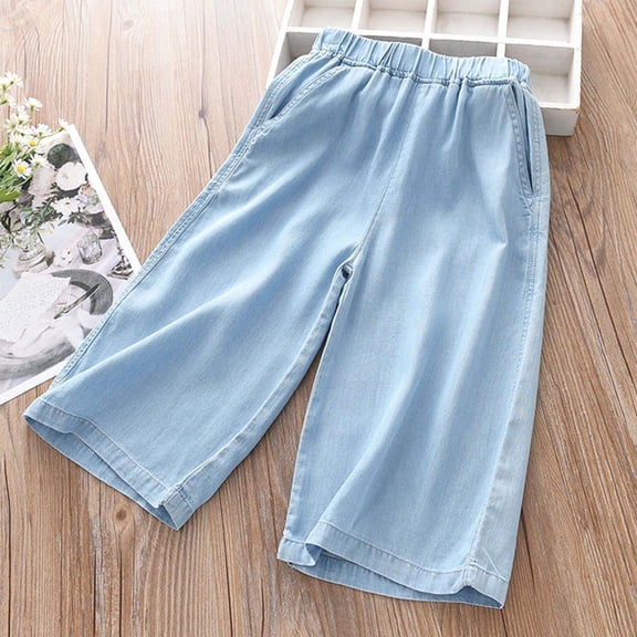 Kids Baggy Jeans High Elastic Waisted Drawstring Wide Leg Baggy Pants Streetwear for Toddler Girls Boys Size 2T Jeans