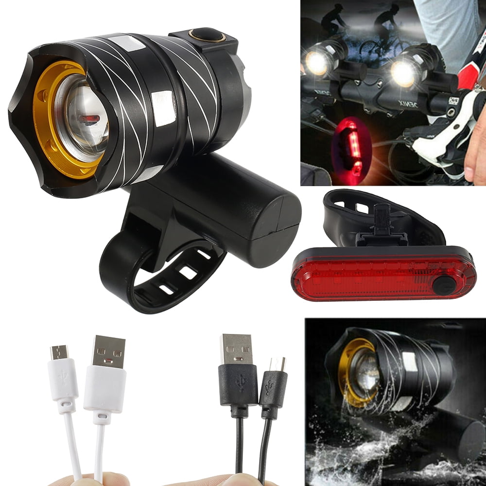 USB Rechargeable 15000LM XML T6 LED ZOOM Front Head Bike Bicycle light Rear Lamp 